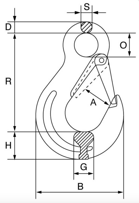 Cartec Grade 6 Eye Sling Hook c/w Safety Catch