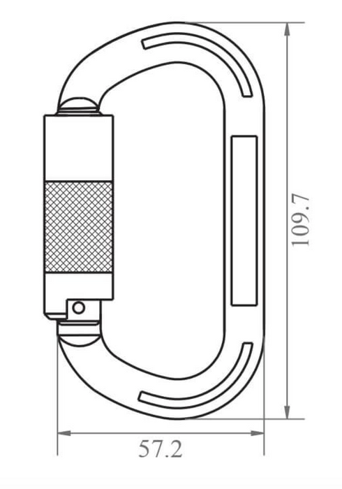 Aluminium Quarter Turn Locking Karabiner - MBS 23kN - 14mm Gate Opening